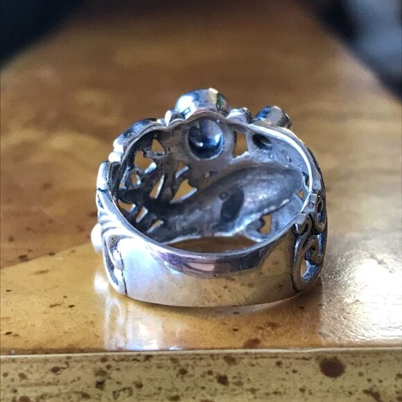 Natural Kyanite Chrome Diopside Garnet Sterling Silver Dolphin Ring Size 6 - Picture 7 of 10